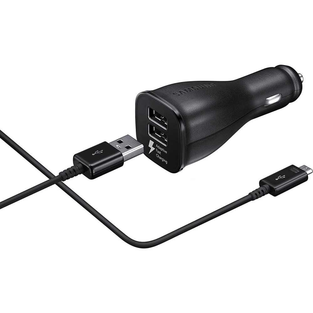 Cargador Coche Original Samsung EP-LN920BB Micro USB - Carga Rápida - Salida Doble - Negro, Bulk