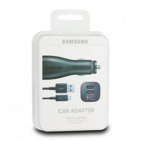 Cargador Coche Original Samsung EP-LN920BB Micro USB - Carga Rápida - Salida Doble - Negro, Bulk