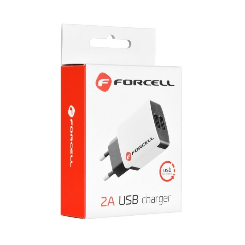 Forcell Cargador de Red Micro USB 2A Universal con Cable Micro USB y Puerto USB