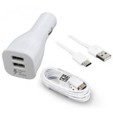 Chargeur voiture d'origine Samsung EP-LN920BB Double charge rapide USB-C pour Galaxy S8, S9, Note 8, 9 - Noir