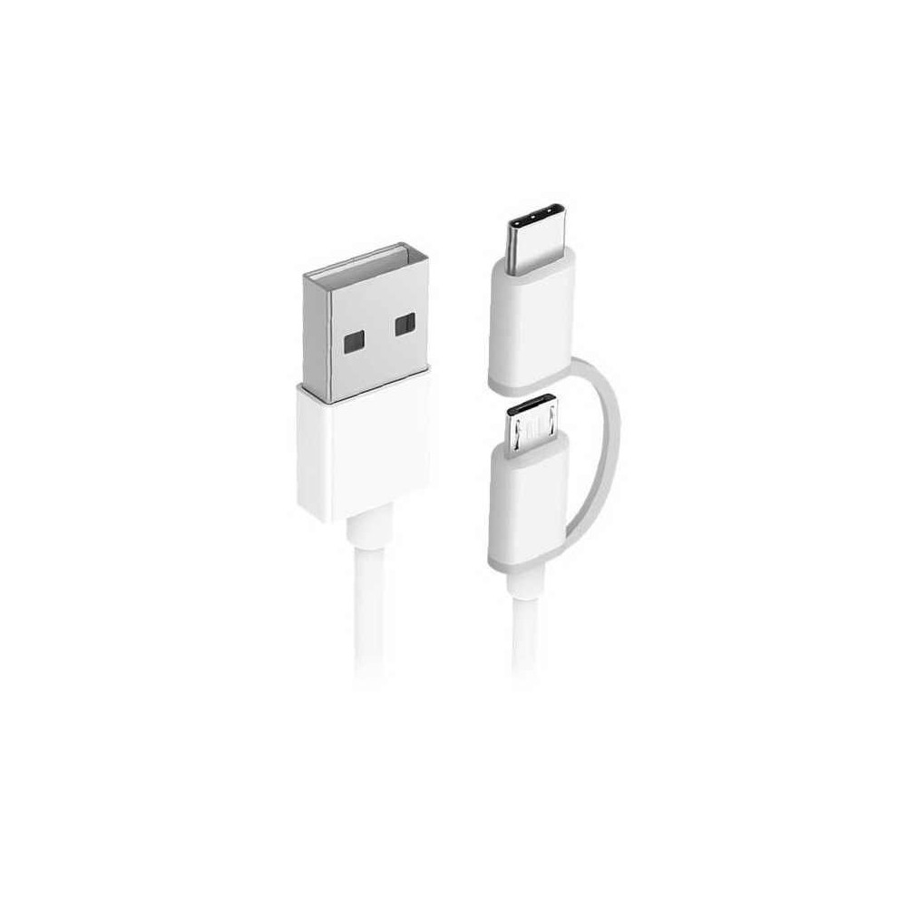 Cable de Datos Original Xiaomi - 2 en 1 USB a Micro USB y tipo C - Blanco