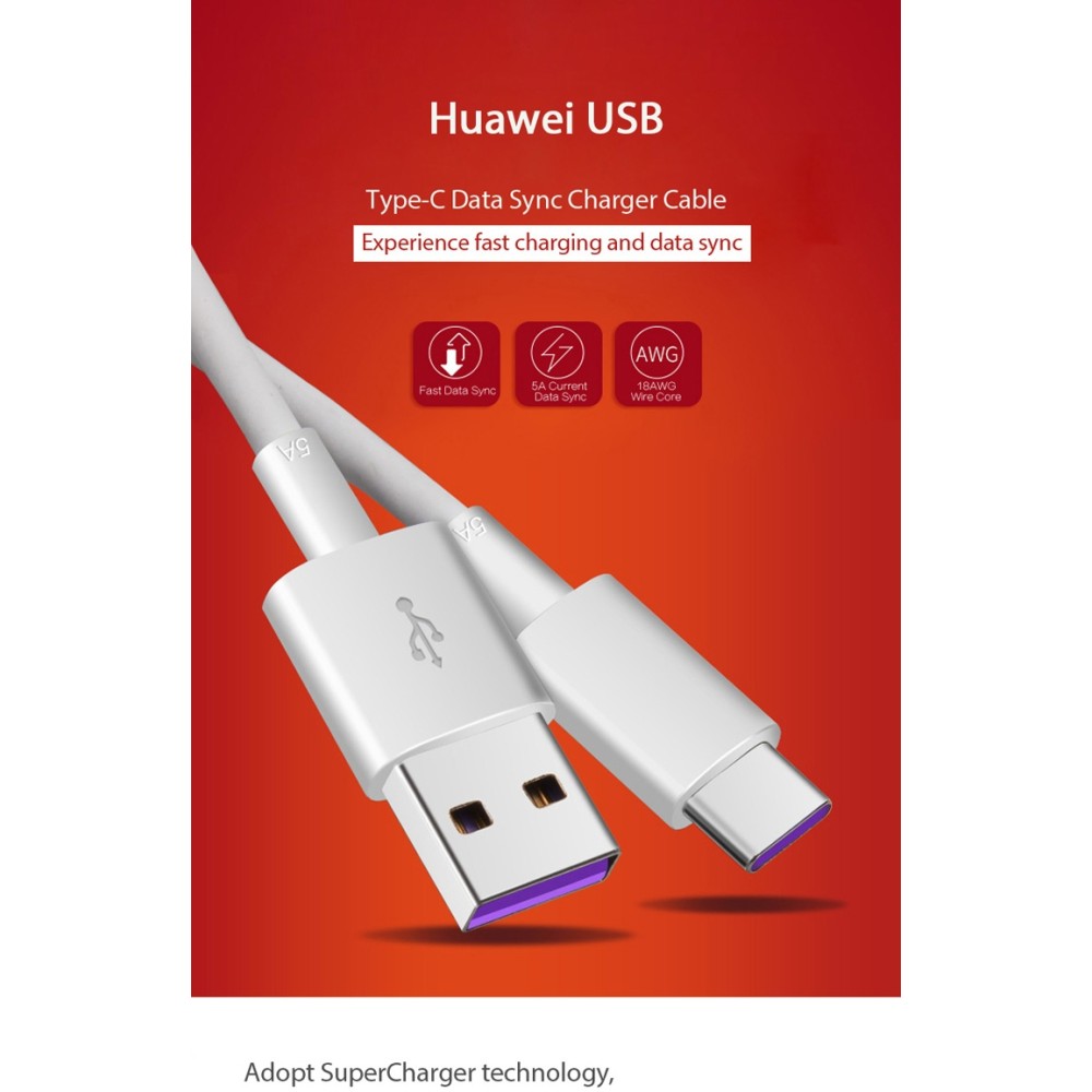 Cable Original huawei HL1289 Carga Rapida 5A USB-C para P10, P20, Mate 10, Mate 20 - Blister