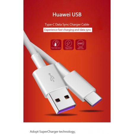 Huawei Original Kabel HL1289 Schnellladung 5A USB-C für P10, P20, Mate 10, Mate 20 - Blister