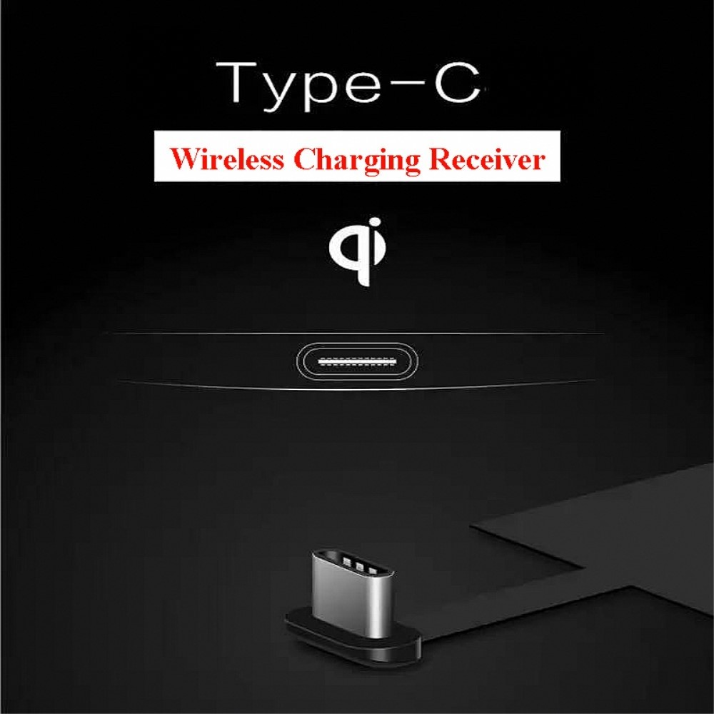 Adattatore di ricarica wireless QI (1000 mAh) USB-C per Samsung, Sony, Xiaomi, OnePlus, Huawei, LG ...