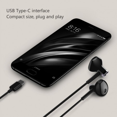 Auriculares Compatibles Xiaomi USB Tipo C - Audio HD - Cancelación Ruido - Negro