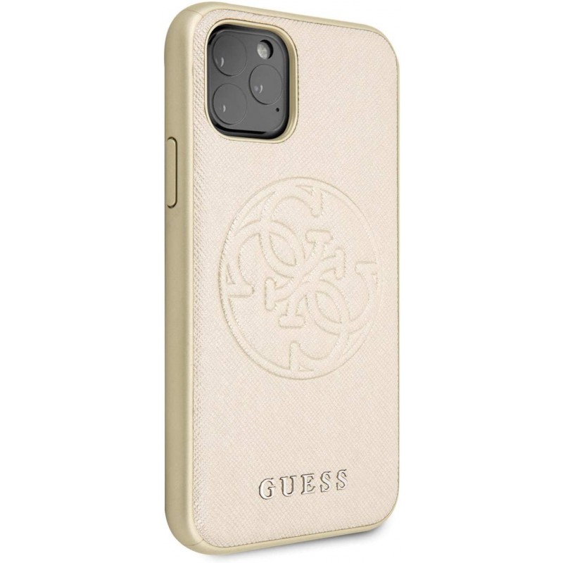Funda  Saffiano Embossed 4G Circle Logo Serie -  Para iPhone 11 Pro, Color Dorado