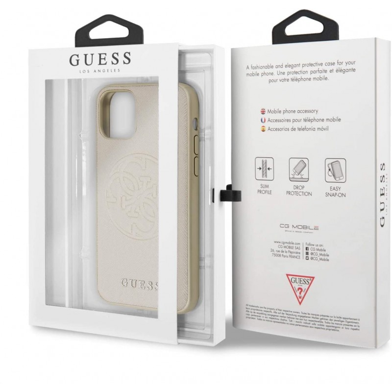 Funda  Saffiano Embossed 4G Circle Logo Serie -  Para iPhone 11 Pro, Color Dorado