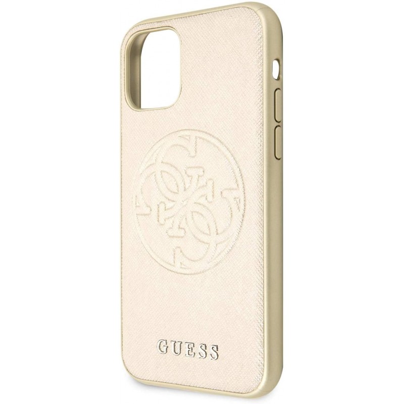 Funda  Saffiano Embossed 4G Circle Logo Serie -  Para iPhone 11 Pro, Color Dorado