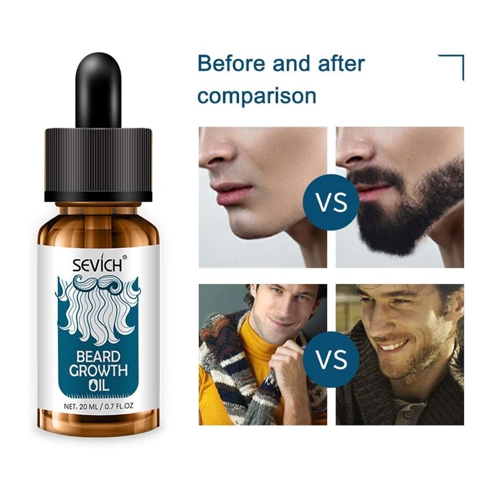 Sevich Aceite Orgánico Natural Para el Crecimiento de la Barba y el Pelo del bigote 20 ml