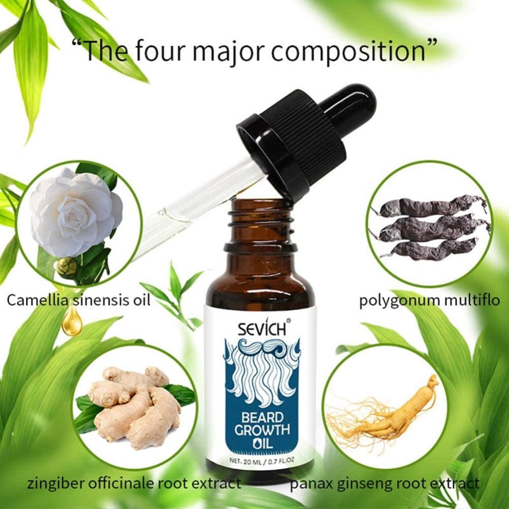 Sevich Aceite Orgánico Natural Para el Crecimiento de la Barba y el Pelo del bigote 20 ml