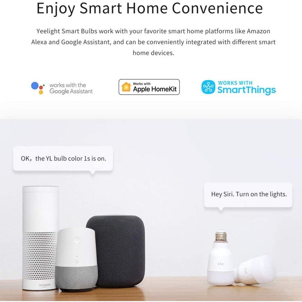Yeelight Bulb 1S, Bombilla Inteligente Color Compatible Alexa, Google Assistant, Apple Homekit, Smart Things