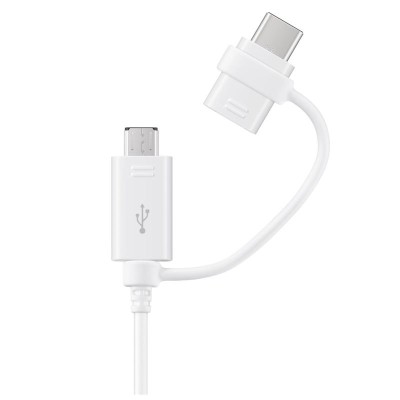 Cable Original Samsung EP-DG930DW Dual Micro-USB + USB-C - 1,5 m - Blanco - Blister