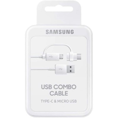 Cable Original Samsung EP-DG930DW Dual Micro-USB + USB-C - 1,5 m - Blanco - Blister