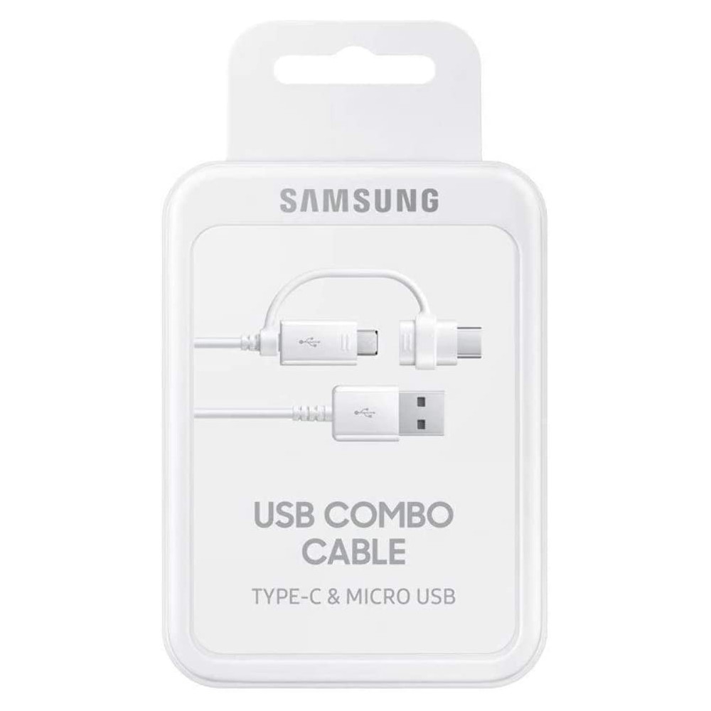 Cable Original Samsung EP-DG930DW Dual Micro-USB + USB-C - 1,5 m - Blanco - Blister