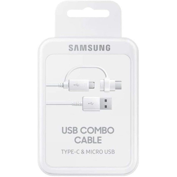 Cable Original Samsung EP-DG930DW Dual Micro-USB + USB-C - 1,5 m - Blanco - Blister