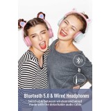 Picun Auriculares Bluetooth de Diadema Lucky Cat con Orejas de Gato - Rosa Picun Auriculares Bluetooth de Diadema Lucky Cat con Orejas de Gato - Rosa