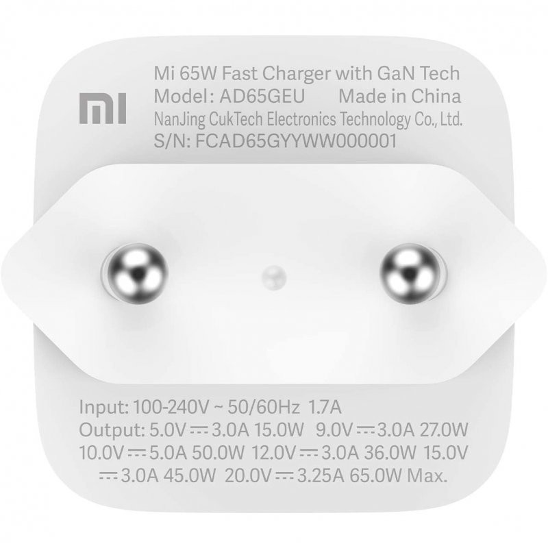 Xiaomi Mi 65W Fast Charger GaN Tech Cargador 65W