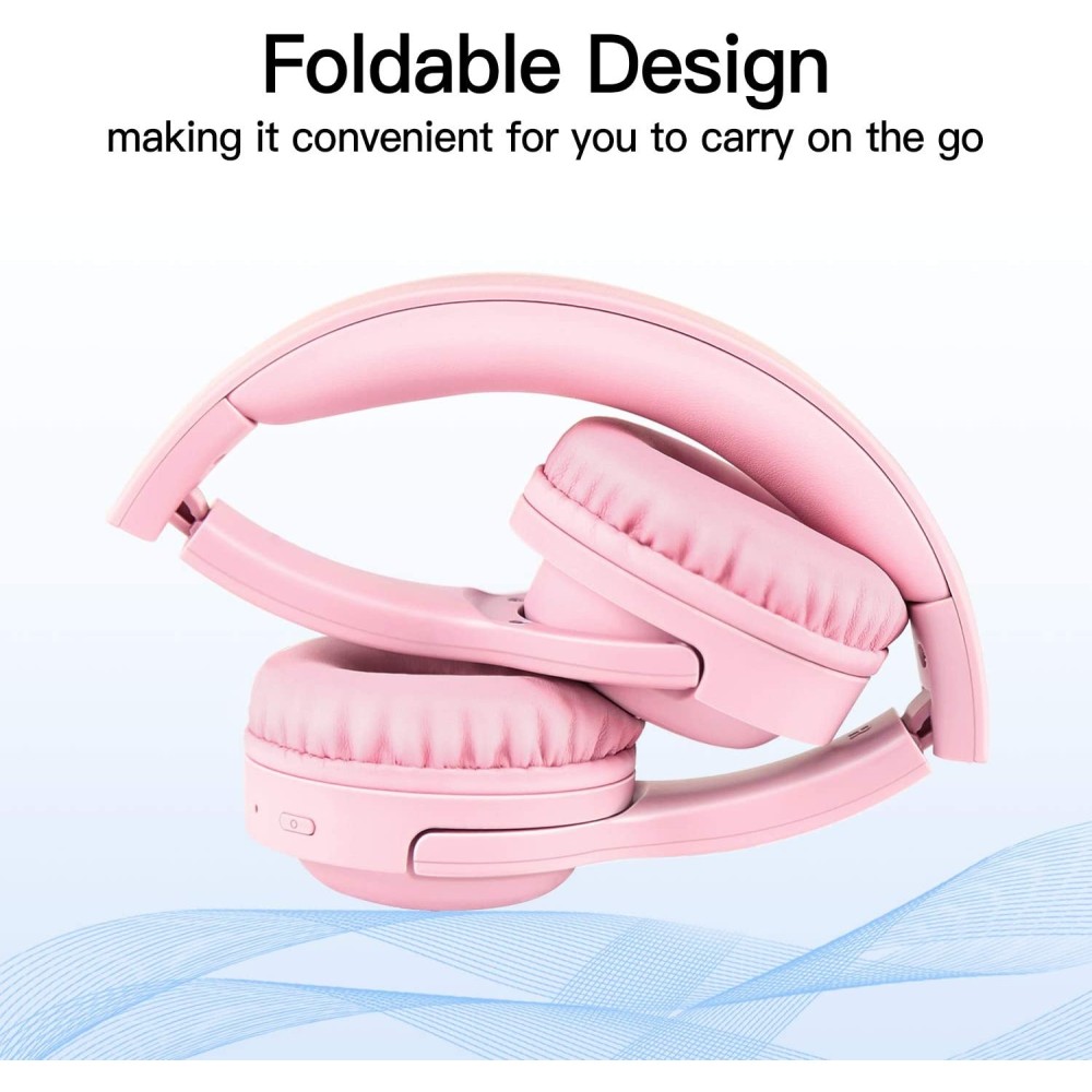 Picun E3 Auriculares Bluetooth Estereo Plegables de Diadema para Niños - Rosa