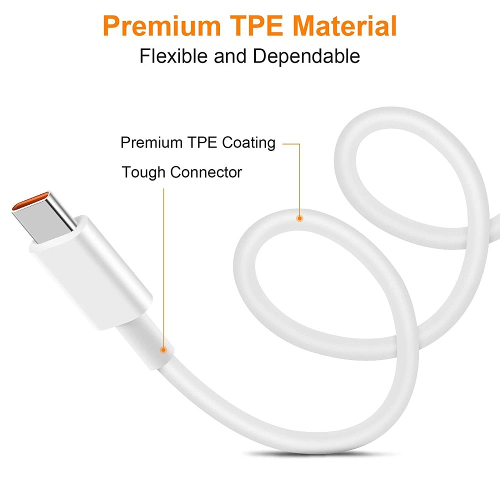 Cable USB-C Original Xiaomi 5A/50W Turbo Charge Soportado - Blanco - Bulk