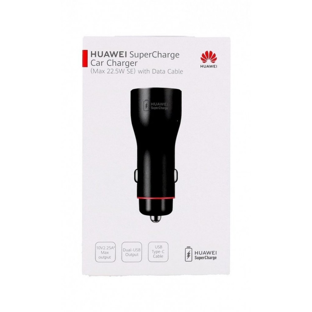 Huawei CP36 Cargador Rápido para Coche SuperCharge 22,5W - Salida Dual - Cable USB-C Incluido - Negro