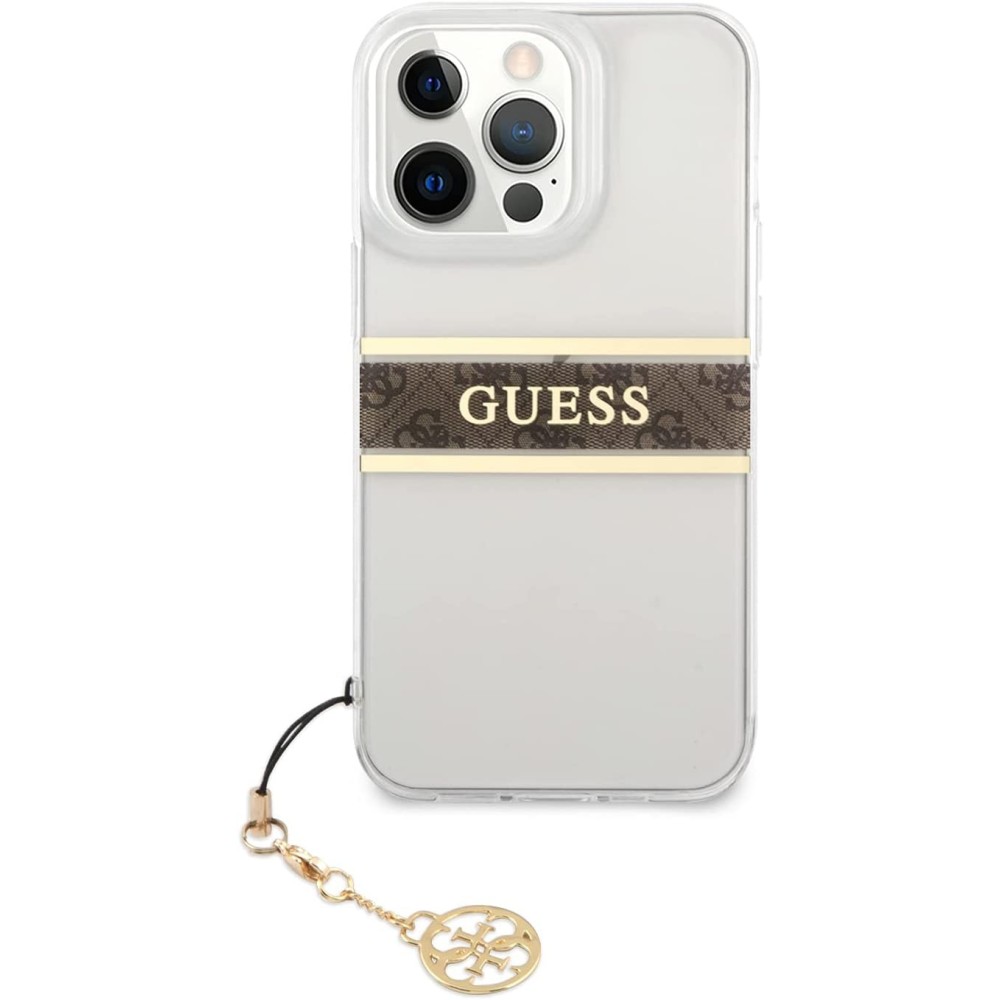 Guess GUHCP13LKB4GBR - Carcasa para iPhone13 Pro / 13 6,1", Transparente, 4G, Color marrón