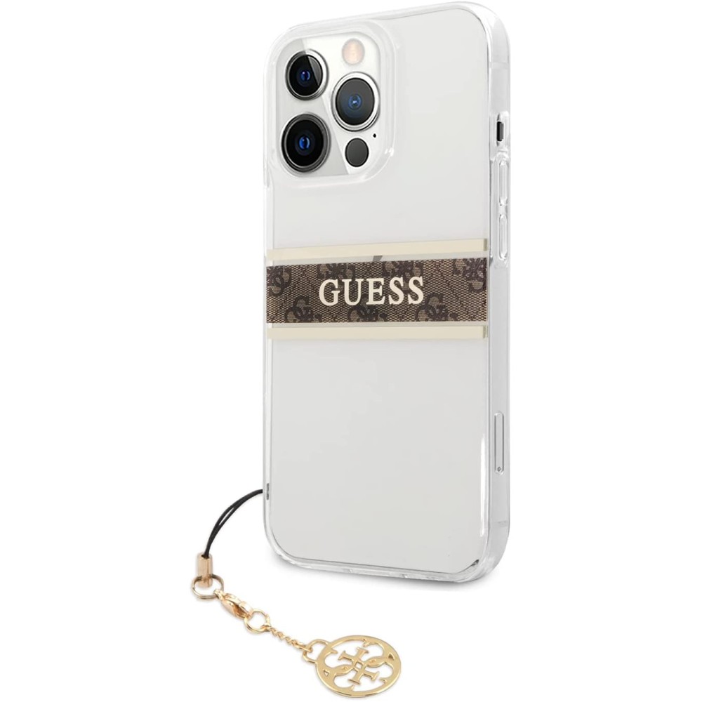 Guess GUHCP13LKB4GBR - Carcasa para iPhone13 Pro / 13 6,1", Transparente, 4G, Color marrón