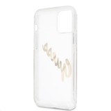 Guess Funda Vintage Script Gold Logo para iPhone 12/12 Pro Transparente