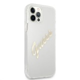 Guess Funda Vintage Script Gold Logo para iPhone 12/12 Pro Transparente