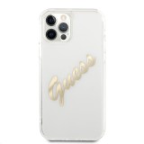 Guess Funda Vintage Script Gold Logo para iPhone 12/12 Pro Transparente