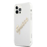 Guess Funda Vintage Script Gold Logo para iPhone 12/12 Pro Transparente