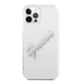 Guess Funda Vintage Script Silver Logo para iPhone 12/12 Pro Transparente