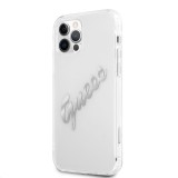 Guess Funda Vintage Script Silver Logo para iPhone 12/12 Pro Transparente