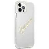 Guess Carcasa Vintage Script Gold Logo para iPhone 12 Pro Max Transparente Guess Carcasa Vintage Script Gold Logo para iPhone 12 Pro Max Transparente