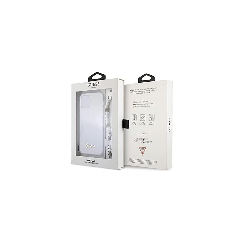 Carcasa Guess para iPhone 12 Pro MAX 6.7 con Colgante de Perlas - Transparente