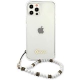 Carcasa Guess para iPhone 12 Pro MAX 6.7 con Colgante de Perlas - Transparente