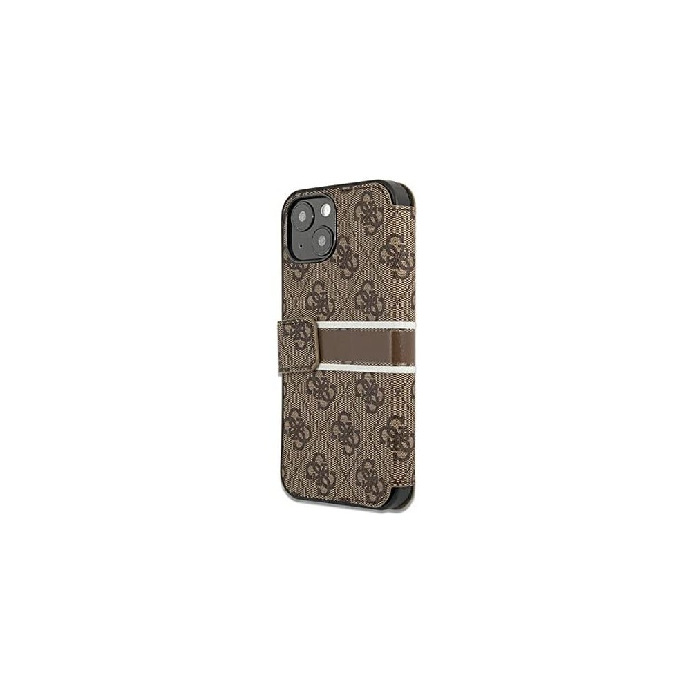 Guess Carcasa para iPhone 13 Mini 5,4", diseño de rayas, color marrón
