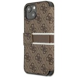 Guess Carcasa para iPhone 13 Mini 5,4", diseño de rayas, color marrón