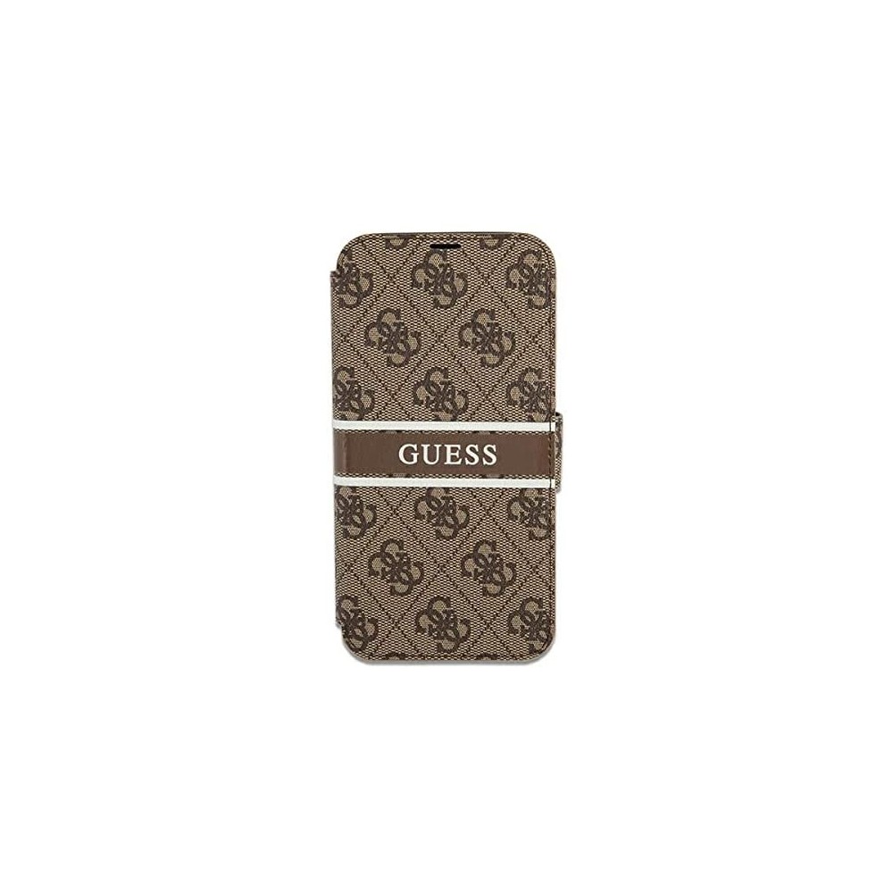 Guess Carcasa para iPhone 13 Mini 5,4", diseño de rayas, color marrón