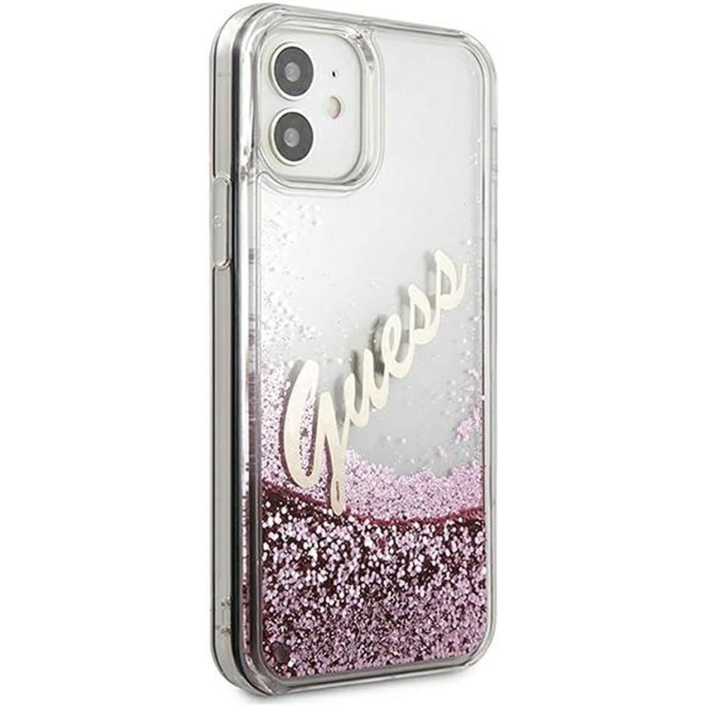 FUNDA GUESS VINTAGE PURPURINA LÍQUIDA PARA IPHONE 12 MINI ROSA