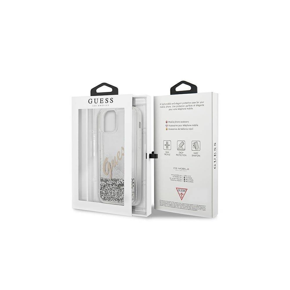 GUESS 12 Mini Glitter Vintage Script GUHCP12SGLVSSI Funda rigida plateado
