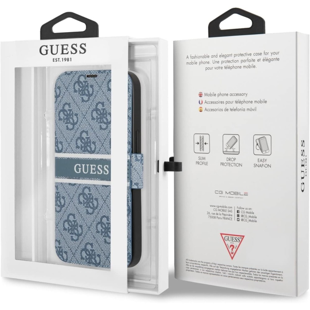 Guess Book Case 4G GUBKP13L4GDBL - Funda para iPhone 13 Pro Azul