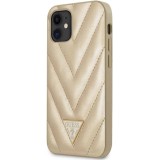 Guess GUHCP12SPUVQTMLBE V-Quilted Collection - Funda para Iphone 12 Mini Dorado