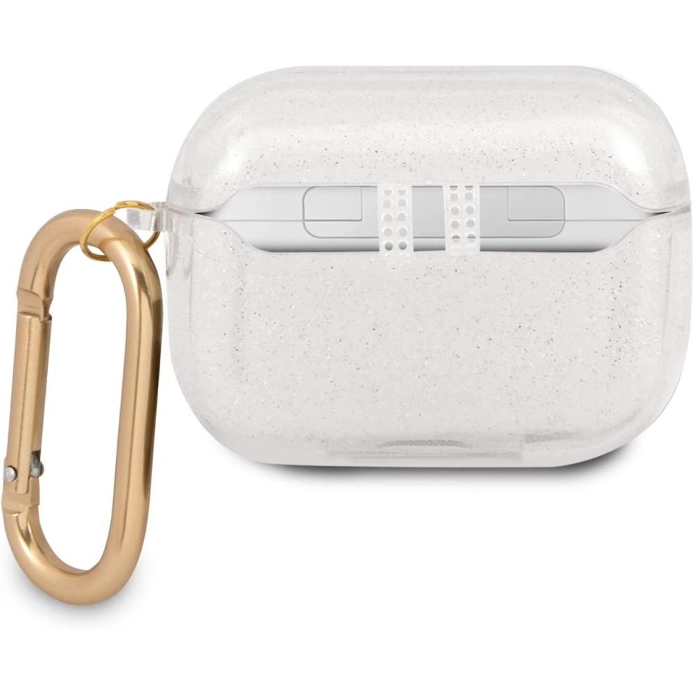FUNDA DE TPU GUESS 4G GLITTER COLLECTION PARA AIRPODS PRO - TRANSPARENTE