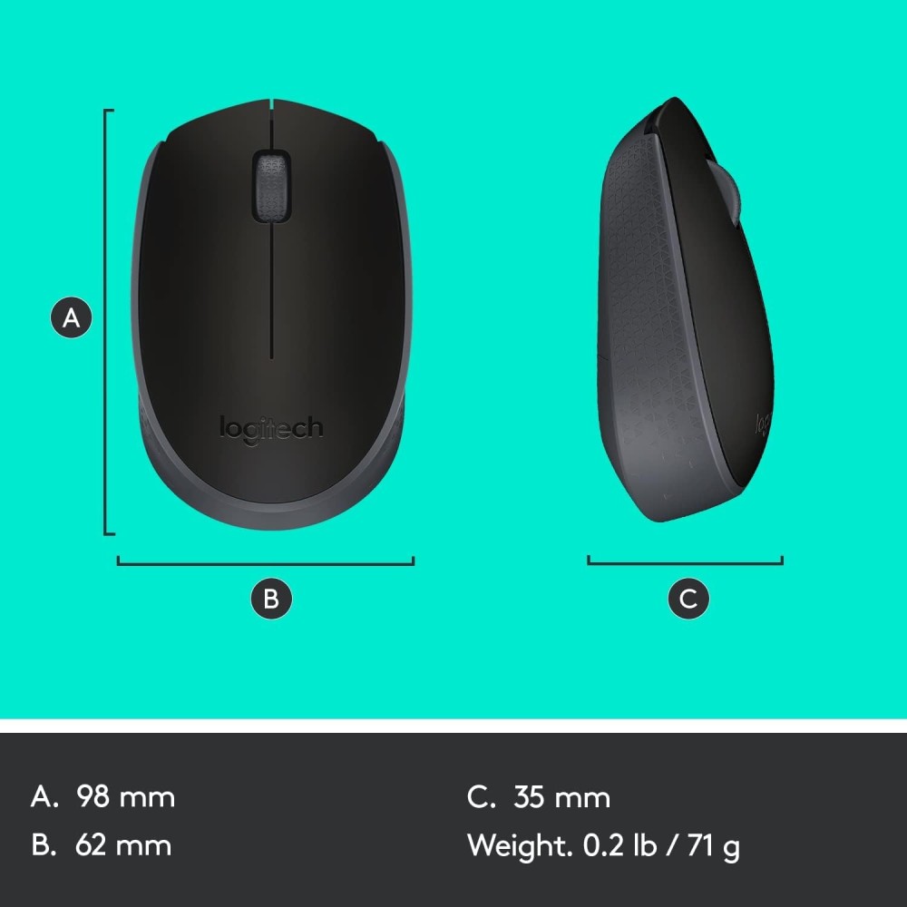 Logitech B170 - Ratón inalámbrico, color negro