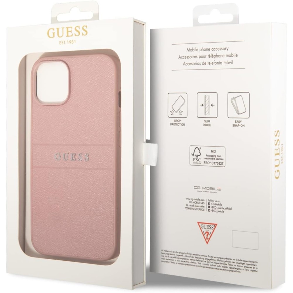 Case Guess GUHCP14SPSASBPI para Apple iPhone 14 6,1" rosa Saffian