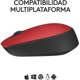 Logitech M171 Ratón inalámbrico para PC, Mac, portátil, 2,4 GHz con minireceptor USB, seguimiento óptico, ambidiestro, Rojo Logitech M171 Ratón inalámbrico para PC, Mac, portátil, 2,4 GHz con minireceptor USB, seguimiento óptico, ambidiestro, Rojo