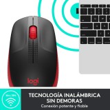 Logitech Ratón Inalámbrico M190, Diseño Curvo Ambidiestro,Receptor USB, Cursor y Desplazamiento Preciso,Rojo