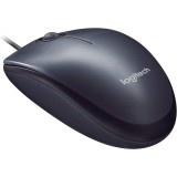 Logitech M90 Ratón con Cable USB, Seguimiento Óptico 1000 DPI, Ambidiestro, PC, Mac, Portátil, Negro
