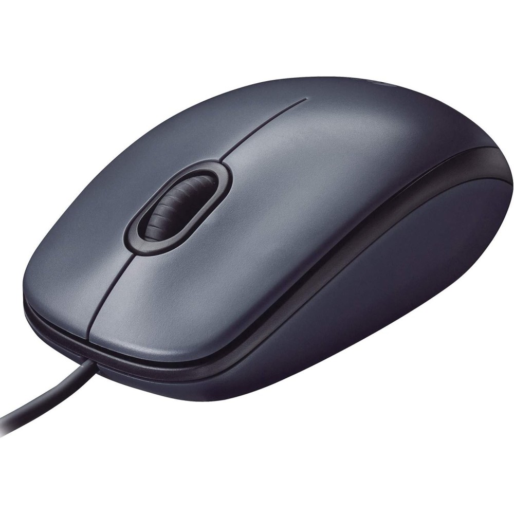Logitech M90 Ratón con Cable USB, Seguimiento Óptico 1000 DPI, Ambidiestro, PC, Mac, Portátil, Negro