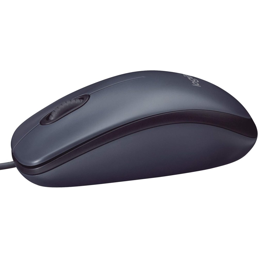 Logitech M90 Ratón con Cable USB, Seguimiento Óptico 1000 DPI, Ambidiestro, PC, Mac, Portátil, Negro